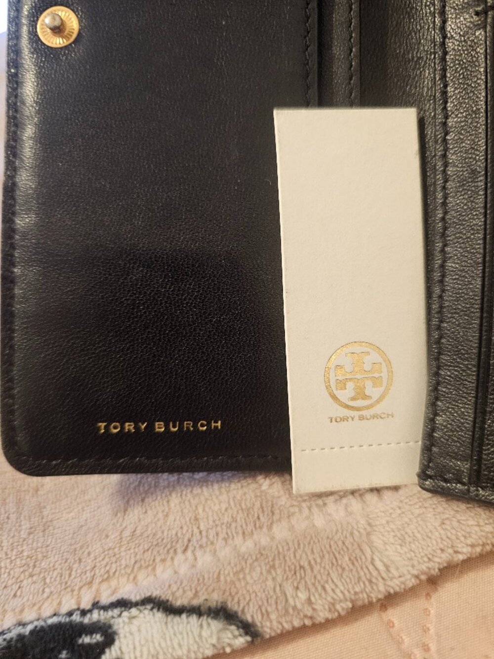 Tory Burch Fleming Black Quilted Leather Slim Envelope Continental Wallet Zip Po